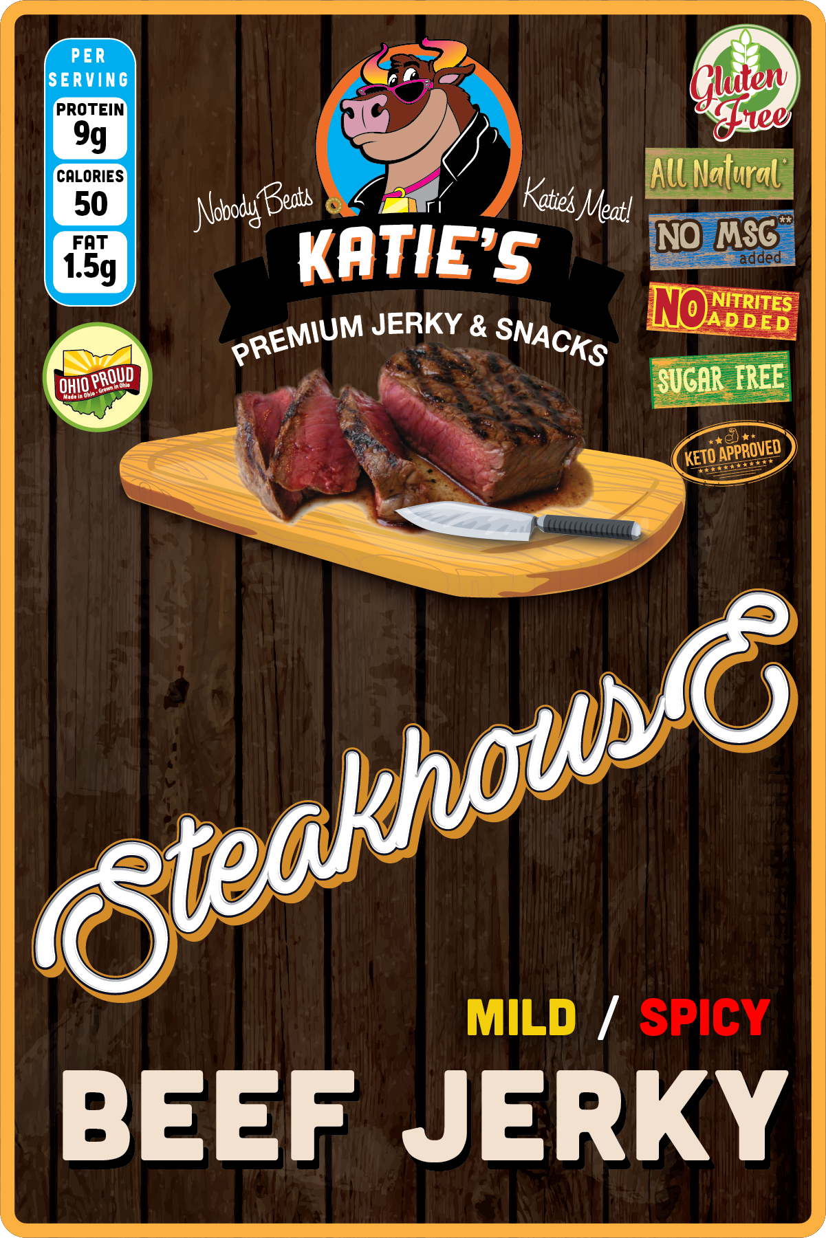 Steakhouse Beef Jerky, mild or spicy