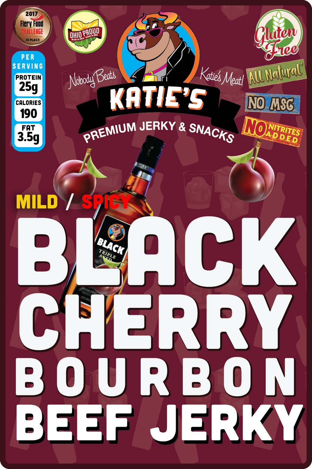 Black Cherry Bourbon Beef Jerky - mild or spicy