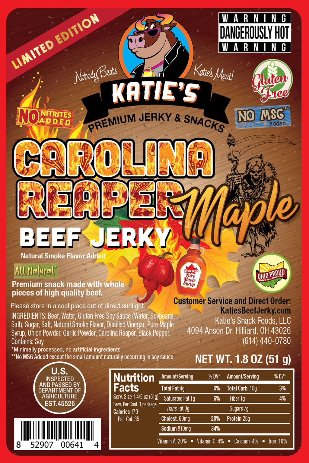 Carolina Reaper Maple Beef Jerky